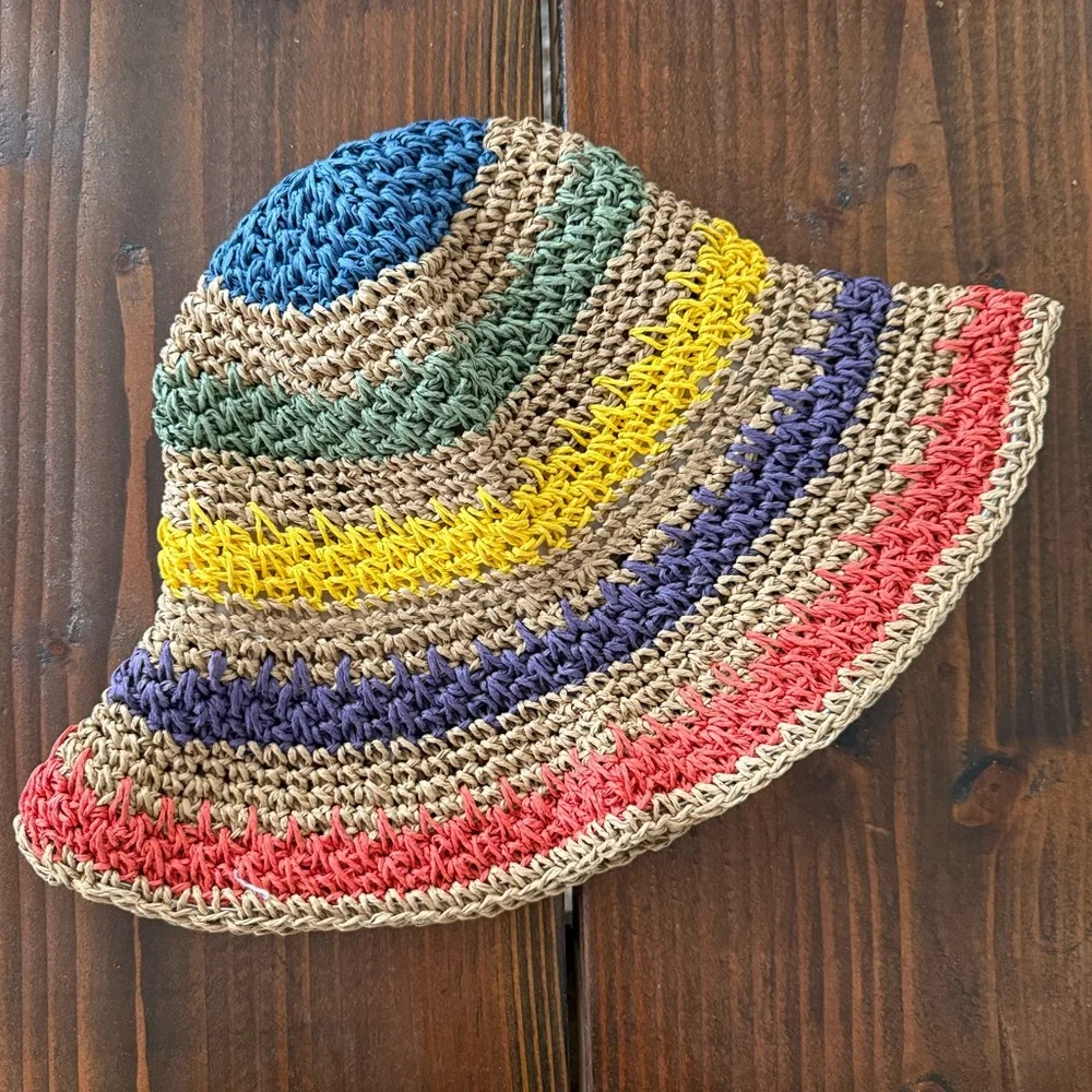 RAFFIA COLORFUL 🥥 CROCHET BUCKET HAT